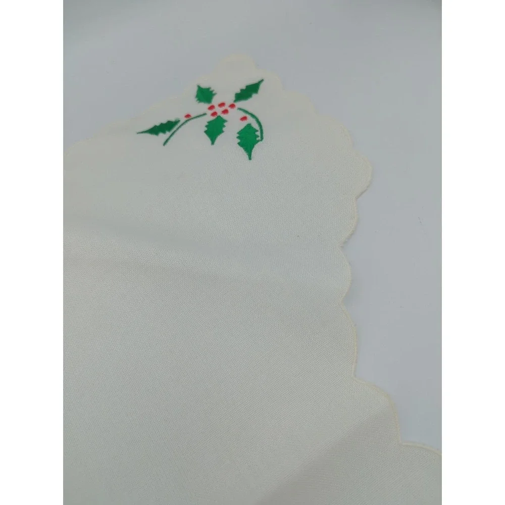 Hallie‎ St Mary Inc. Basket Liner Vtg Christmas Holly Linen Bread Bun Warmer